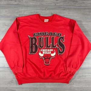 Vintage Chicago Bulls Crewneck Sweatshirt Red Team Rated XXL NBA Basketball